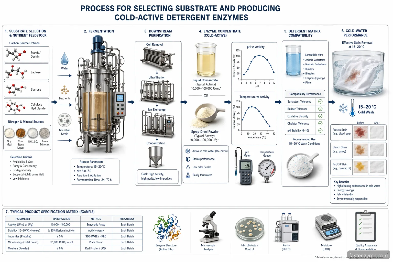 substrate for production cold active enzymes detergent guide, mapping feedstock to enzyme yield, stability, and 20°C stain removal
